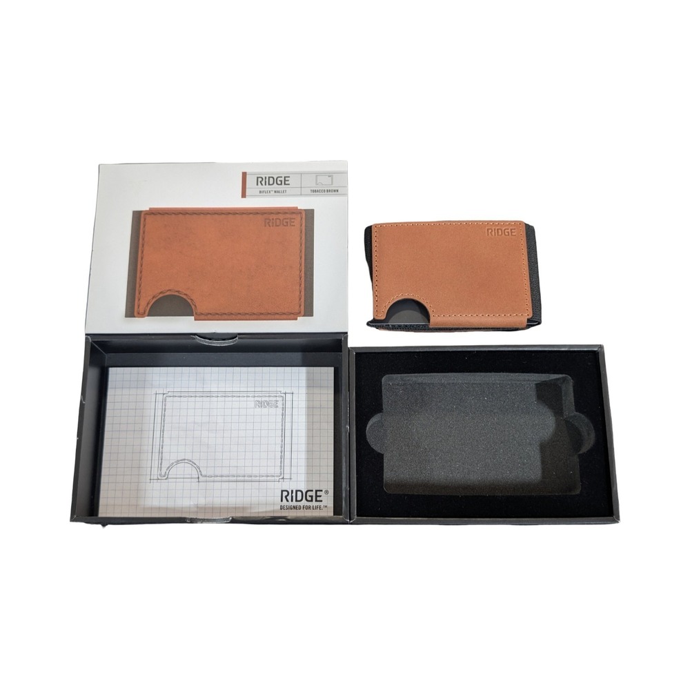 Nn9O The Ridge Wallet BIFLEX Leather - Tobacco Brown Open Box‎